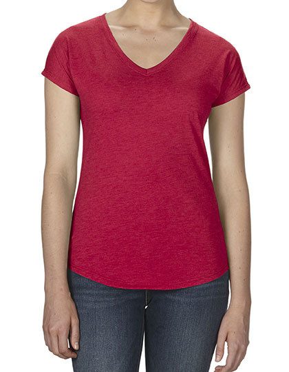 Koszulka damska Tri-Blend V-Neck Tee Anvil 6750VL - Dekolt w kształcie V