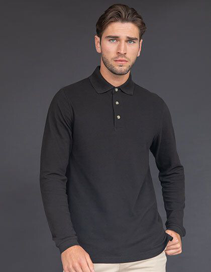 Long Sleeved Cotton Piqué Polo Shirt Henbury H105 - Koszulki polo męskie
