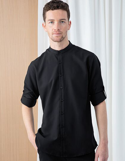 Men´s Mandarin Shirt Roll Tab Sleeve Henbury H592