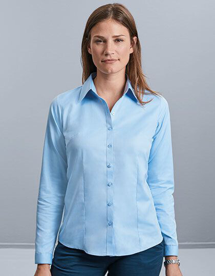 Ladies´ Long Sleeve Tailored Herringbone Shirt Russell Collection R-962F-0 - Z krótkim rękawem