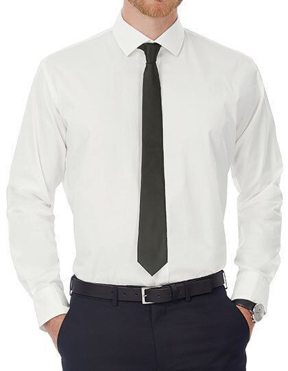 Poplin Shirt Black Tie Long Sleeve / Men B&C SMP21 - Z długim rękawem