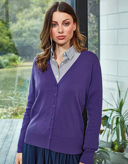 Women´s Button Through Knitted Cardigan Premier Workwear PR697 - Damskie