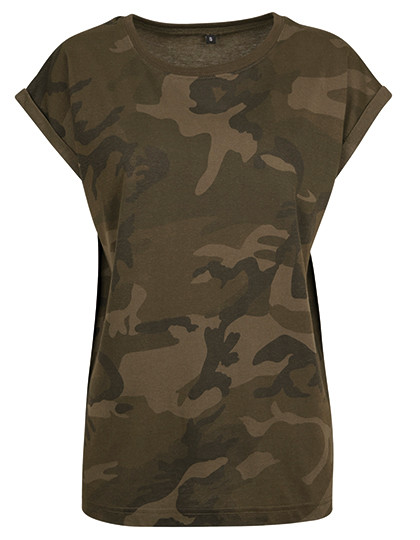 Ladies Camo Extended Shoulder Camo Tee Build Your Brand BY112
