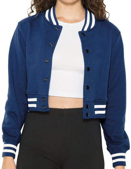 Women`s Heavy Terry Cropped Club Jacket American Apparel HVT3529W - Na zamek / guziki