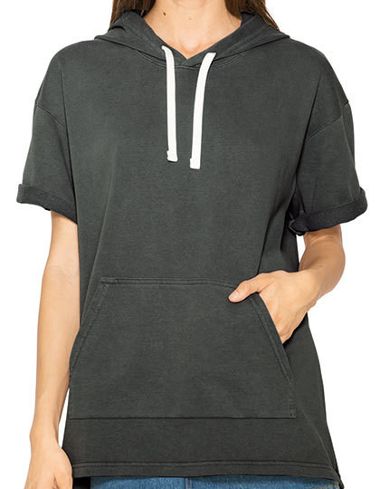 Unisex French Terry Garment Dyed Kangaroo Pocket S/S Hoodie American Apparel TF424W - Z kapturem