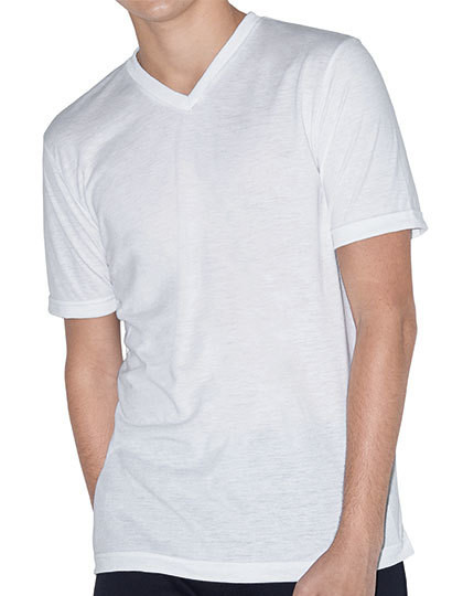 Unisex Sublimation V-Neck T-Shirt American Apparel PL4321W - Dekolt w kształcie V