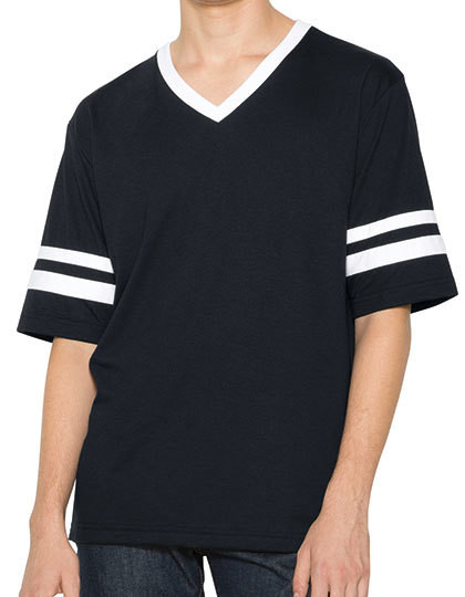Unisex Poly-Cotton V-Neck Football T-Shirt American Apparel RSABB4481W - Dekolt w kształcie V