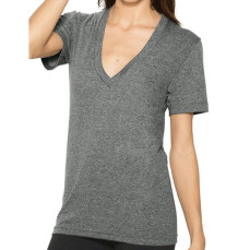 Unisex Tri-Blend Shortsleeve Deep V-Neck T-Shirt American Apparel TR456W - Dekolt w kształcie V