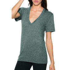 Unisex Tri-Blend Shortsleeve Deep V-Neck T-Shirt American Apparel TR456W - Dekolt w kształcie V
