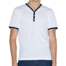 Unisex Poly-Cotton Y-Neck Ringer Tee American Apparel RSABB471W - Dekolt w kształcie V