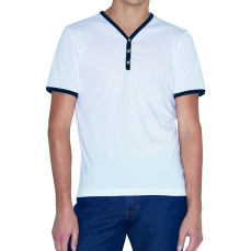 Unisex Poly-Cotton Y-Neck Ringer Tee American Apparel RSABB471W - Dekolt w kształcie V