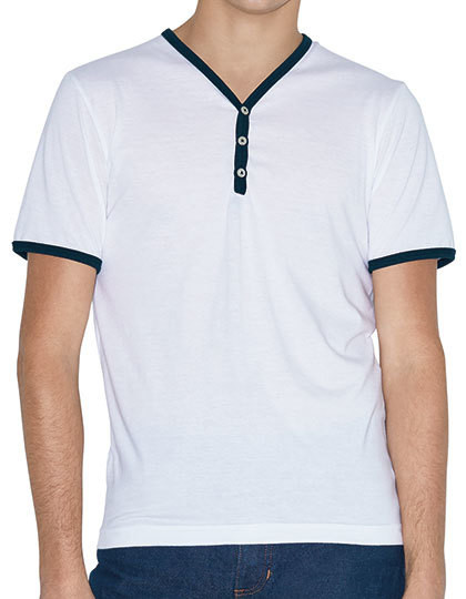 Unisex Poly-Cotton Y-Neck Ringer Tee American Apparel RSABB471W - Dekolt w kształcie V