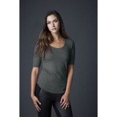 Women’s Tri-Blend Deep Scoop 1/2 Sleeve Tee Anvil 6756L - Szeroki dekolt