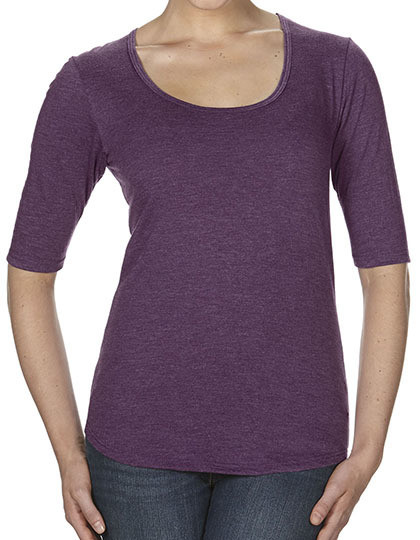 Women’s Tri-Blend Deep Scoop 1/2 Sleeve Tee Anvil 6756L - Szeroki dekolt