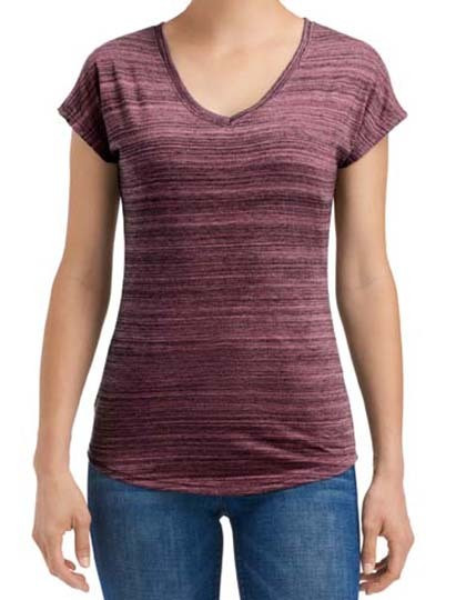 Women`s Tri-Blend V-Neck ID Tee Anvil 675VIDL - Z krótkim rękawem