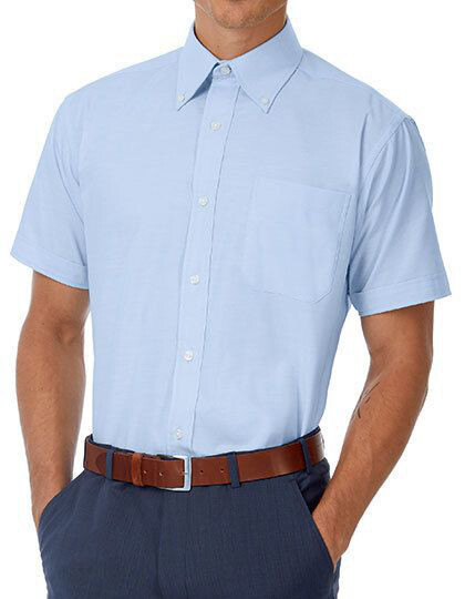 Shirt Oxford Short Sleeve /Men B&C SMO02 - Z krótkim rękawem