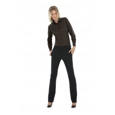 Poplin Shirt Black Tie Long Sleeve / Women B&C SWP23 - Z długim rękawem