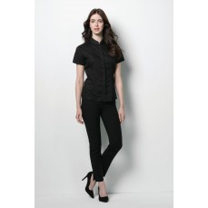 Women´s Tailored Fit Shirt Mandarin Collar Short Sleeve Bargear KK736 - Z krótkim rękawem
