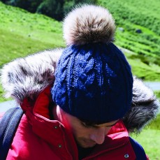 Fur Pom Pom Cable Beanie Beechfield B410 - Czapki zimowe