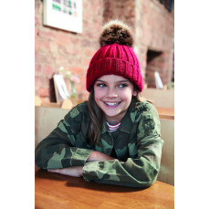 Junior Faux Fur Pom Pom Chunky Beanie Beechfield B412b - Nowości Jesień 2018