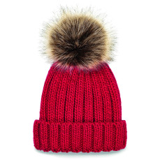 Junior Faux Fur Pom Pom Chunky Beanie Beechfield B412b - Nowości Jesień 2018