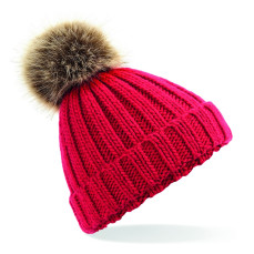 Junior Faux Fur Pom Pom Chunky Beanie Beechfield B412b - Nowości Jesień 2018