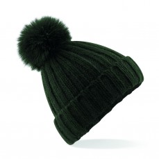 Verbier Faux Fur Pop Pom Chunky Beanie Beechfield B413 - Czapki zimowe