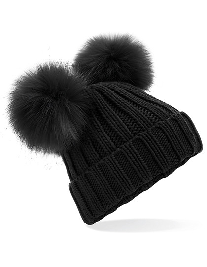 Faux Fur Double Pop Pom Beanie Beechfield B414 - Czapki zimowe