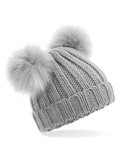 Infant Faux Fur Double Pom Pom Beanie Beechfield B414a - Czapki zimowe