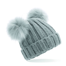 Junior Faux Fur Double Pom Pom Beanie Beechfield B414b - Czapki zimowe