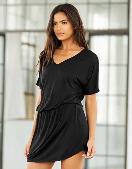 Damski Flowy V-Neck Dress Bella 8812 - Dekolt w kształcie V