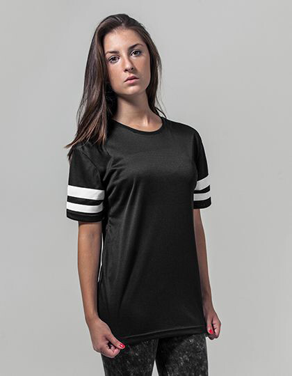 Ladies´ Mesh Stripe Tee Build Your Brand BY033 - Okrągły dekolt