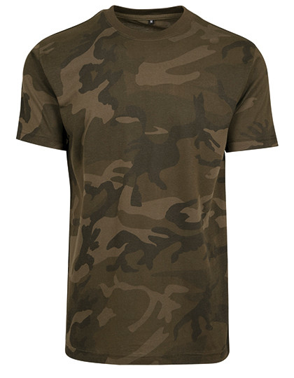 Camo Round Neck Tee Build Your Brand BY109 - Okrągły dekolt