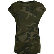 Ladies Camo Extended Shoulder Camo Tee Build Your Brand BY112 - Okrągły dekolt