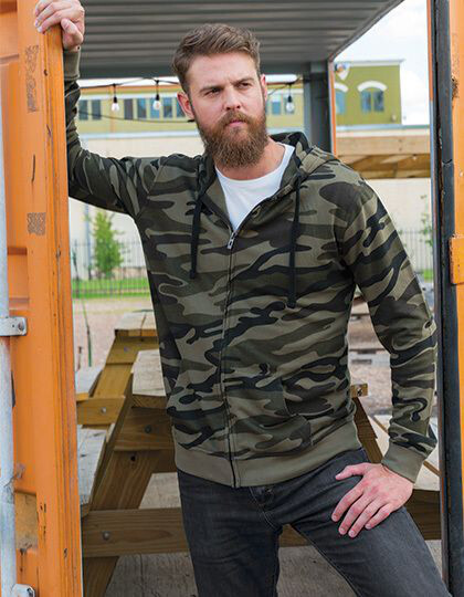 Full Zip Camo Hooded Sweat Jacket Burnside 8615 - Tylko męskie