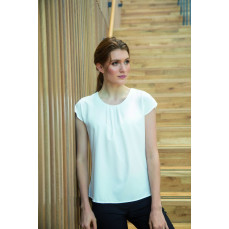 Ladies´ Pleat Front Short Sleeve Blouse Henbury H597 - Okrągły dekolt