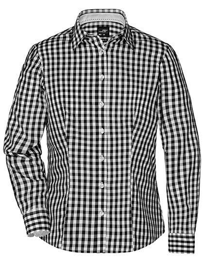 Ladies´ Checked Blouse James&Nicholson JN616 - Z długim rękawem