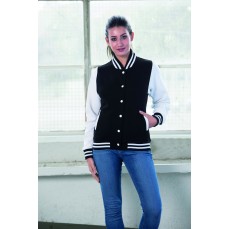 Girlie Varsity Jacket Just Hoods JH043F - Na zamek / guziki