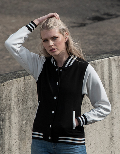 Girlie Varsity Jacket Just Hoods JH043F - Na zamek / guziki