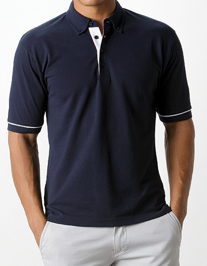 Button Down Collar Contrast Polo Shirt Kustom Kit KK449 - Z krótkim rękawem