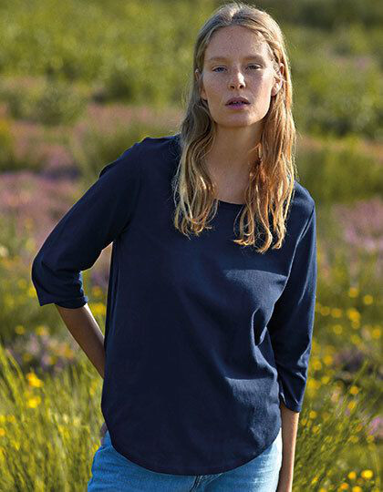Ladies´ Three Quarter Sleeve T-Shirt Neutral O81006 - Okrągły dekolt