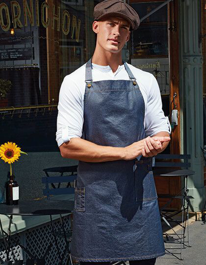 District Waxed Look Denim Bib Apron Premier Workwear PR134 - Fartuchy