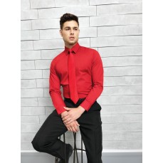 Men´s Long Sleeve Fitted Poplin Shirt Premier Workwear PR204 - Z długim rękawem