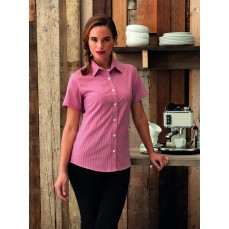 Women´s Microcheck (Gingham) Short Sleeve Cotton Shirt Premier Workwear PR321 - Serwis