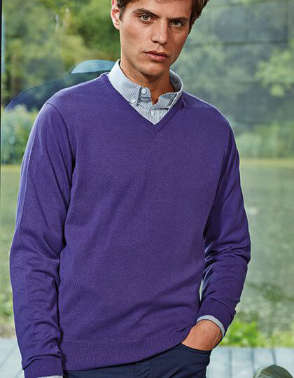 Men´s V-Neck Knitted Sweater Premier Workwear PR694 - Męskie