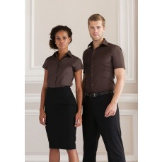 Ladies´ Short Sleeve Fitted Stretch Shirt Russell Collection R-947F-0 - Z krótkim rękawem