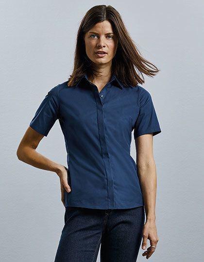 Ladies´ Short Sleeve Fitted Ultimate Stretch Shirt Russell Collection R-961F-0 - Z krótkim rękawem