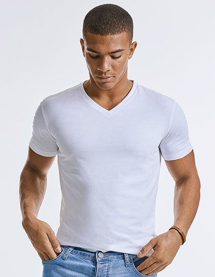 Men´s Pure Organic V-Neck Tee Russell Pure Organic R-103M-0 - Koszulki męskie