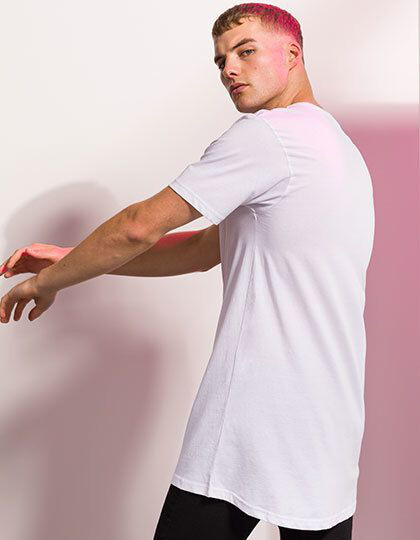 Men´s Longline T-Shirt With Dipped Hem SF SF258 - Okrągły dekolt