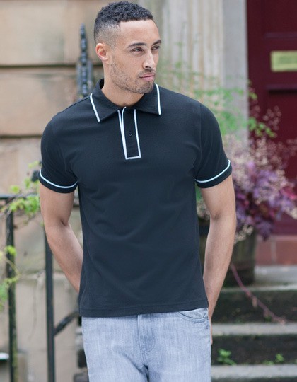 Męski Contrast Piped Polo Shirt SF SF048 - Z krótkim rękawem